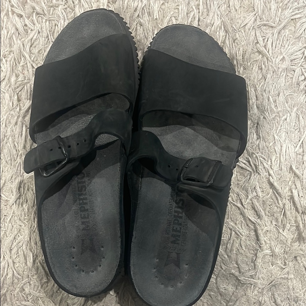 Memphisto Black Slide Sandals